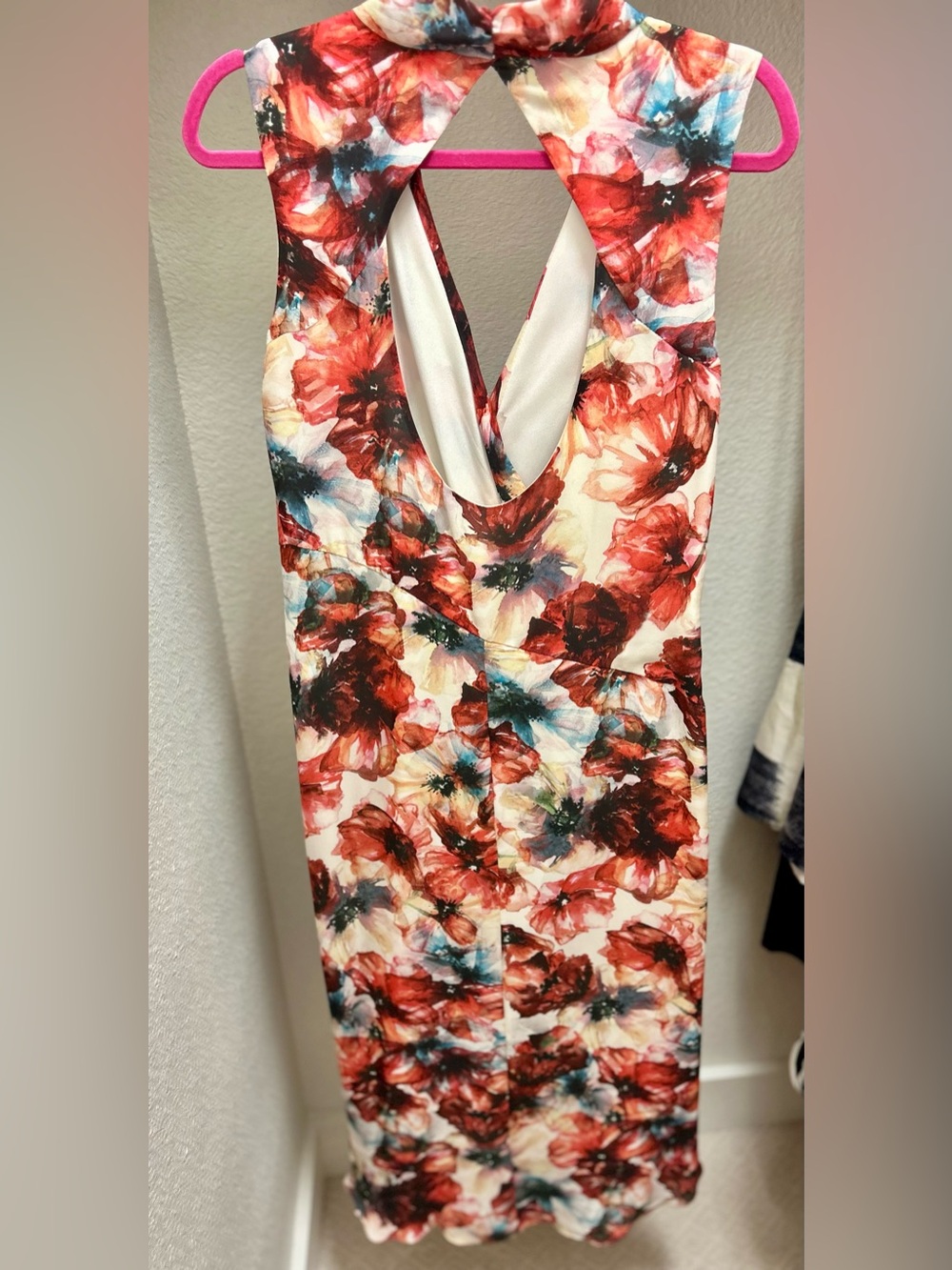 Haute Hippie, 100% silk, ivory/multicolor floral, asymmetric hem dress - Picture 3 of 9